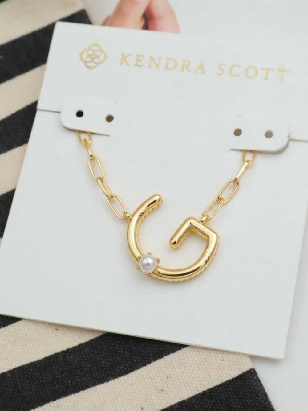 Kendra Scott Letter G Gold Pearl Pendant Necklace